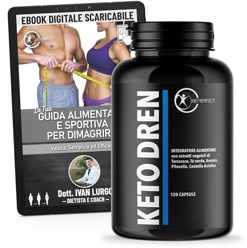 BEPERFECT Drenante Forte Diuretico Anticellulite 120 Capsule - Detox Depurativo x Pancia e Fianchi - Dieta Inclusa