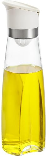 DRW Huilier en Verre de 500 ML avec Distributeur en polypropylène Blanc 6 x 7 x 25 cm