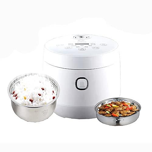 Cuociriso con Vaporiera (2L) Pentola Interna in Acciaio Inox 304, Isolamento Intelligente, Prepara Riso e Vapore Cibo Sano e Verdure 220-240V US/EU