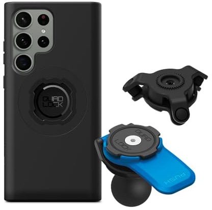 Quad Lock Telefonfäste för Motorcykel med 1 Kulkopplingsadapter och Vibrationsdämpare med MAG-fodral för Galaxy S23 Ultra