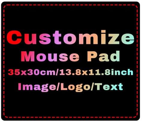 Tapis de Souris Photo Personnalisé avec Photo/Texte/Logo 350x300x3mm Tapis de Souris de Jeu Imperméable Personnalisé, Base en Caoutchouc Antidérapant pour PC Ordinateur Portable Salle de Jeux Bureau