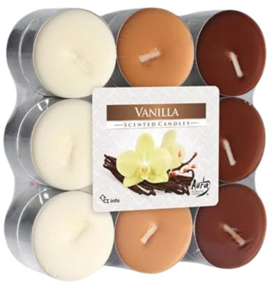 TEELICHTER DUFT Vanille - Teelichter mit entspannendem Vanille Duft | Duftteelichter, Duftkerzen, bunte Teelichter | 18 Stk. I 4 Stunden Brenndauer