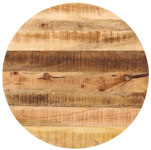 Buzaza Tischplatte Schreibtischplatte Table Top Gartentischplatte Tischplatte Ø 70x1,5 cm Rund Raues Massives Mangoholz