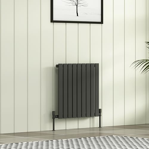Royal Bathrooms Radiance Anthracite Horizontal Wall Mount Single Flat Panel Designer Radiators - 600 x 612mm