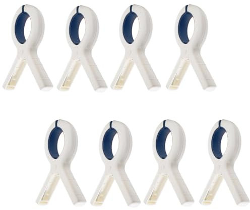 Towel Clips Beach Towel Pegs Set of 8 Packs Large Strong Grip Clothes Pegs Soft Grip and Non-slip Wave Design Clothes Pegs for Beach Towels Clothes Drying Windproof Laundry Hanging(Blue)