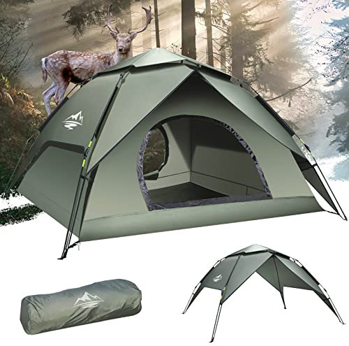 Mimajor Camping Tent Pop Up - Automatic Pop-Up 2-3 Man Tent Instant Tents Waterproof & Windproof Dome Tents, 2 in 1 Double Layers Easy Setup for Camping Hiking Backpacking Traveling