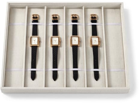 Papten Uhrentablett 6 Fächern Uhrentablett Uhren Uhrentablett Luxuriöser Uhrenhalter für Geschenk für Männer zum Geburtstag Vatertag Jahrestag Valentinstag（Beige）