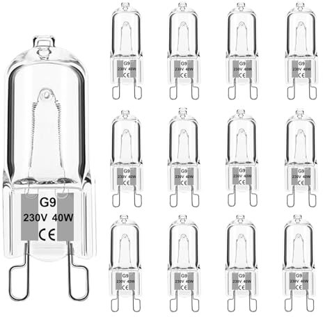 Trubuyware G9 Halogen Bulbs 40W, G9 Halogen Light Bulbs Warm White 2700K, Capsule Bulb Dimmable 230V for Ceiling Lights, Crystal Lamps, Chandeliers，Ovens, Microwave, Non Flicker,12 Pack