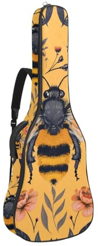 Gitarrentasche in voller Größe, 101,6 cm, 104,4 cm, 106,7 cm, Tragetasche für E-Bass, klassische Gitarre, Blühende Rosen, Lavendel, Pfingstrose mit Blättern, Mehrfarbig 04, 42.9x16.9x4.7 in, Lässiger