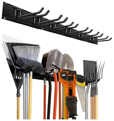 Garagen-Aufbewahrungsorganisation, Wandhalterung, Garten-Werkzeug-Organizer, Werkzeug-Organizer, mit verstellbaren Haken, Metallmaterial, for Leitern, Stühle, Elektrowerkzeuge, Gartengeräte-Aufbewahru