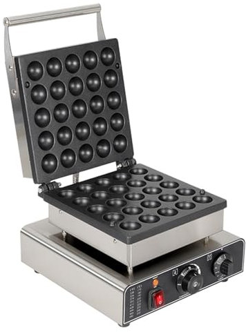 Mini panqueques holandeses, máquina eléctrica antiadherente de 1750 W para 25 panqueques redondos, temperatura ajustable de 50 a 300 °C, ideal para crepes, magdalenas y panqueques holandeses