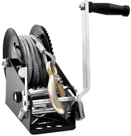ZKLGS Enrouleur, Treuil Manuel, capacité de Traction de 3500 LB, treuil for remorque de Bateau, manivelle Robuste avec câble en Acier de 33 Pieds et cliquet bidirectionnel