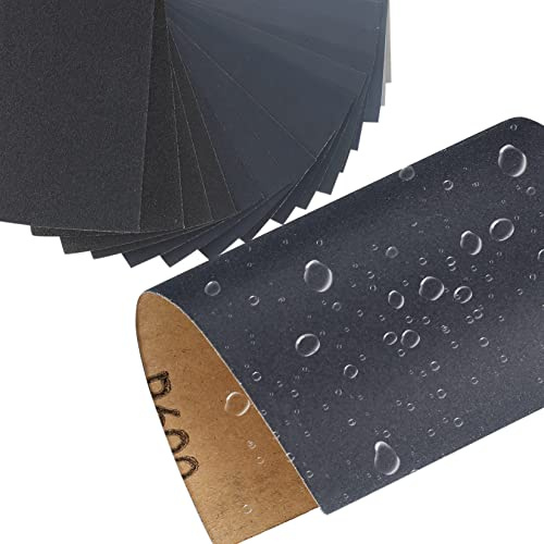 Tomoyuki 25 Sheets 120 Grit Sandpaper, Wet and Dry Sandpaper Set | Wet Sandpaper Assorted for Wood Furniture Finishing, Metal Sanding, Automotive Polishing, 9 * 3.6 inch
