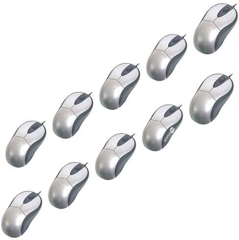 SIMPLETEK - 10x Optische USB/PS2 Combo Ergonomische Maus | Verkabelt, 800 DPI, 3 Tasten | Windows Linux Legacy-Systeme | PS/2-Adapter im Lieferumfang enthalten