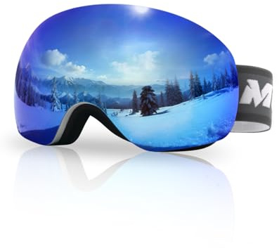Meeloog Skibrille - Rahmenlos, OTG Snowboardbrille, Anti-Beschlag, 100% UV400 Schutz, Schneebrille für Herren & Damen