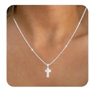vidonio 925 Kreuz Kette Silber mit Anhänger, Einstellbare Kreuz Kette Länge 47+5cm, Kreuzkette Silber Damen mit Zirkonia, ideal zum Schichten anderer Halsketten und perfekt für Frauen und Mädchen
