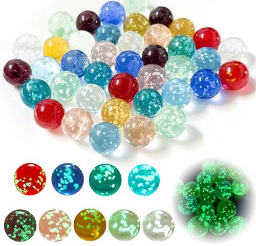 FORETOGO Glasmurmeln 12 Stück Murmeln Glas 16 mm