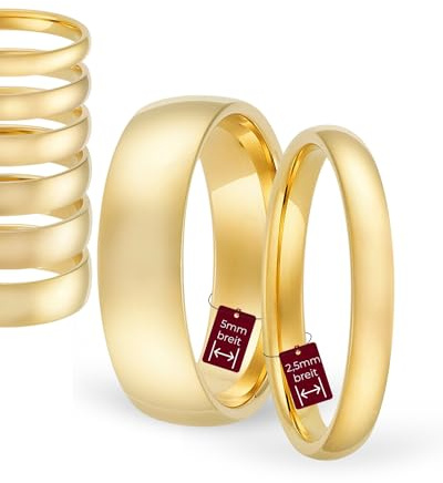 123traumringe Eheringe in 333 Gold Oberfläche poliert I Gravierbare Eheringe mit Ringgröße 50-72 mm I Damenring + Herrenring in verschiedenen Breiten I Edle Ringe zum Paarpreis in Juwelier-Qualität