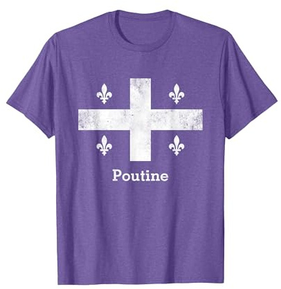 Chemise Québec Poutine - Drapeau Québec - Fluer de Lys T-Shirt, Homme, Violet Chiné, XXL