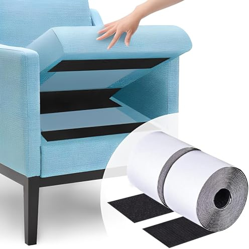 200 x10cm Non Slip Couch Cushion Gripper, Strong Self-Adhesive Hook and Loop Tape for Sofa Cushions/Crafts Projects/Carpets, Keep Couch Cushions from Sliding(Color:Black)