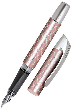 ONLINE Schönschreib-Füller Campus Diamond Rose, Kalligrafie-Füller, ergonomisches Griffstück, breite Kalligrafie-Feder 1,8 mm, Standard-Tintenpatronen, inkl. Kombipatrone blau, Allergiker geeignet
