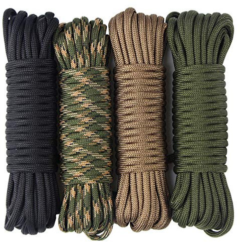 aufodara 4 Stück 19ft/6 Meters Paracord Schnüre 4mm Nylon Seil 7 Kern-Strängen - 4 Farben, Gesamtlänge 76ft (D4-A-4X19FT)