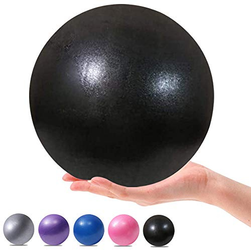 MOMPLUS 23 cm träning pilates mini yogaboller för hemstabilitet squishy träning fysisk terapi förbättrar balansen med uppblåsbart sugrör (svart)