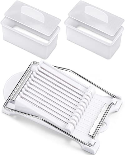 Honeydak 2 Pcs Musubi Mold and Slicer Rectangle White Musubi Maker Kit Safe Luncheon Meat Slicer Mold for Kitchen, Restaurant, Home