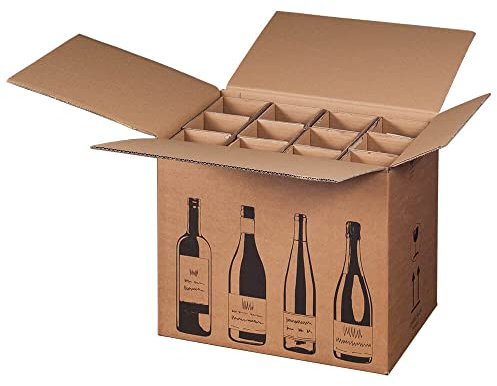 10x Flaschenversandkarton für zwölf Weinflaschen mit DHL-Zertifikat (PTZ) - 12er Weinkarton 10 Stück
