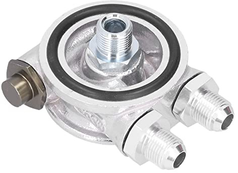 Ölfilter Adapter, Ölkühlerfilter-Sandwichplatte Ölfilterkühler Zwischenplatte Thermostat-Adapter-Set AN10 M18x1,5mm Anschlussstück Universal Ölkühler-Kit für Auto