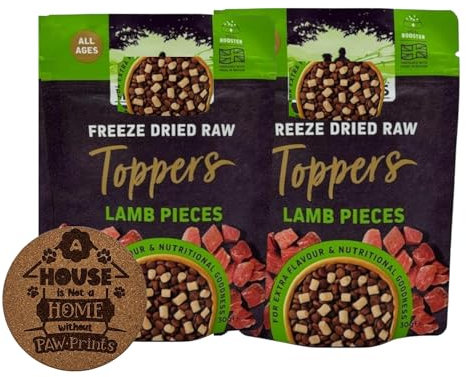 AETN Creations Bundle of Freeze Dried Dog Food Toppers 2x30g – Lamb Flavour – Natural High-Protein Meal Enhancer for Dogs with AETN Exclusive Coaster