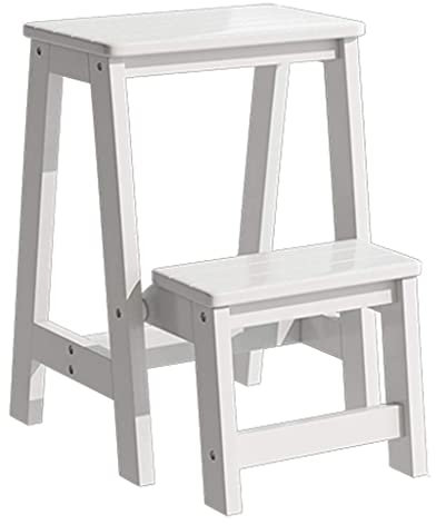 KAZUP Échelles Escabeau Pliable Échelle Télescopique, Escabeau Pliant Petite Échelle en Bois Tabouret Pliant À 2 Étage Tabouret Pliant Portable Échelle Escabeau Chaise D'escalier,a
