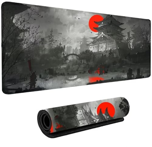 XXL Mauspad Gaming 1200x600mm,Tischunterlage Large Size,rutschfeste Gummibasis,Verbessert Gaming und Office Präzision und Geschwindigkeit für Gamer Office Home (Tuschemalerei Landschaft)