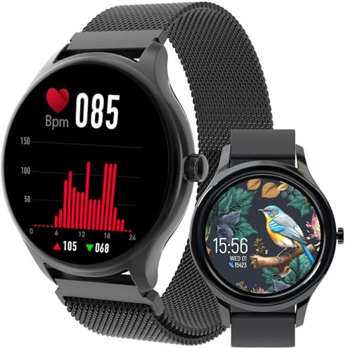 Forever Forevive SB-340 - Orologio da polso da uomo e donna, 1,32 pollici, con contapassi, cardiofrequenzimetro, monitoraggio del sonno SpO2, impermeabile IP68