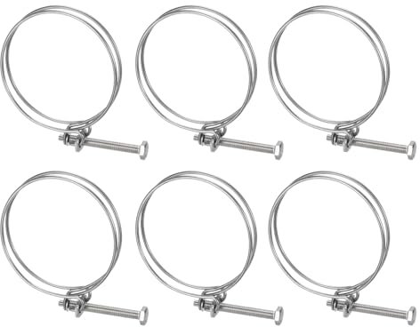 sourcing map 6Pcs Double Wire Hose Clamp, 93-100mm Adjustable Stainless Steel Wire Hose Clips with M8 Bolt for Dust Collection Hose, Pump Hose Pipe
