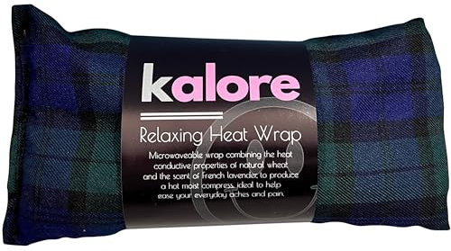 Termoforo Cervicale e Spalle - Cuscino Riscaldante per Microonde con Cinghia - Tessuto in Cotone Tartan e Cuscino Termico con Grano del Regno Unito di Kalore, Orologio nero