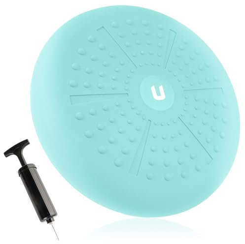 unycos - Ballsitzkissen 33 cm inklusive Pumpe, Noppenkissen, Luftkissen, Anti-Burst Sitzkissen, Balancekissen, Core, Rücken, Fitness Koordinations und Rückentraining (Türkis; PureZen)