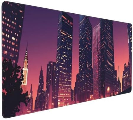 Tapis de Souris Ville Minimaliste Tapis de Souris XXL 900x500x3mm, Imperméable Tapis de Souris Gamer XXL Tapis Souris Mouse Pad, Base Atidérapante, Haute Précision et Vitesse pour Gamer, Deco Bureau