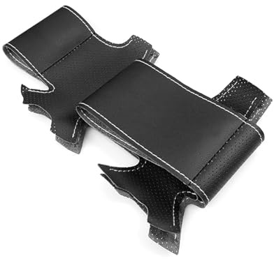Copertura Volante Morbido Rivestimento In Pelle Traforata Cucito A Mano Volante Copertura Rivestimento In Pelle Per MK4 1998-2004 Per B5 1996-2005(Black-white line)