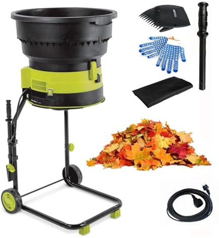 Oiyekntd Trituradora eléctrica de Hojas para jardín, trituradora de 2500 W para Hojas y Ramas para triturado, compostaje y Limpieza del jardín, con Ruedas y Bolsa de Almacenamiento,30m-Power-Cord