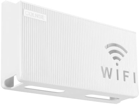 Wall-Mounted WiFi Router Storage Box White | ABS Ventilated Organiser Shelf for Routers, Set-Top Box & Games Console | Hidden Cable Hider with Expansion Bolts | Space-Saving Media Storage Solution