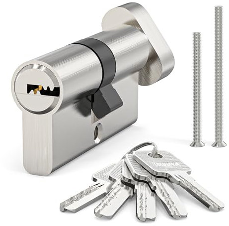 MANICAF Profilzylinder, Schließzylinder, Euro-Zylinder-Schloss, Zylinderschloss Messing-Zink-Legierung, Tür-Trommel-Schloss, 60mm(30T/30) mit 5 Schlüssel