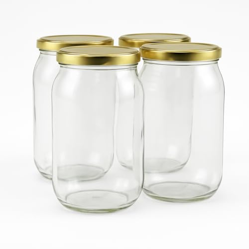 Blumixx Einmachgläser mit Schraubdeckel 8er Pack Einmachglas mit Deckel in Gold - 900ml Fassungsvermögen - Ideal für Erntezeit, Konservierung & stilvolle Aufbewahrung