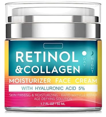 Retinol Cream for Face with Hyaluronic Acid,Day & Night Anti-Aging Moisturizer for Women and Men,Collagen Cream for Face Reduces Wrinkles, Dryness 1.7 FL Oz