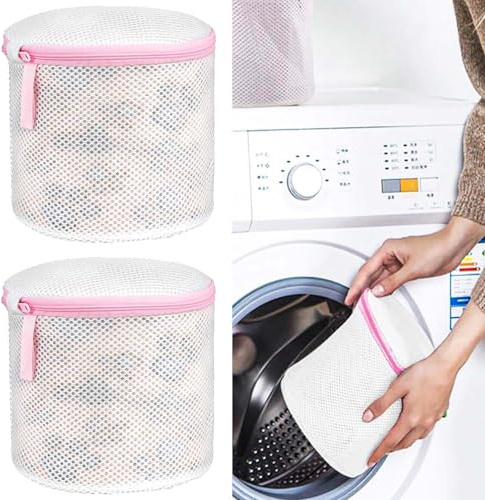Juego de 2 bolsas de lavandería para sujetador, red de lavandería para lavadora, bolsas de lavado de zapatos, bolsas de malla reutilizables con cremallera para sujetadores, ropa, calcetines y ropa de
