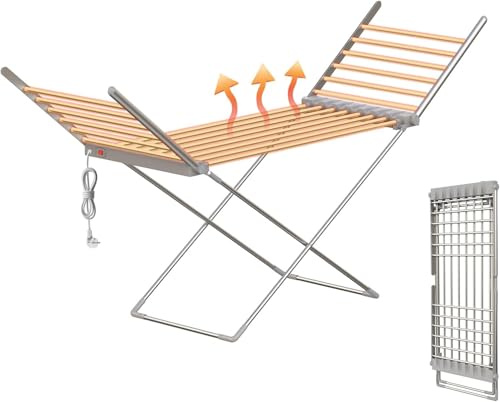 Innotic Heated Clothes Airer, Foldable Winged Heated Clothes Horse Indoor, 230W Electric Airer Drying Rack, Large Capacity & Energy Efficient | Electric Stainless Steel Large Clothes Horse, Energy Efficient Laundry Dryer Stand