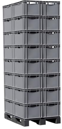 Logiplast Palette E3 Kisten 60x40x30 cm Fleischkiste Lagerkiste Metzgerkiste - 32 Stück in grau