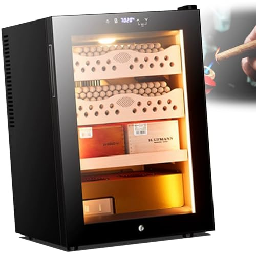 Cave a Cigare Electrique Humidificateur à Cigare Intelligente Boite à Cigare Humidor a Cigares Cave à Vin,Humidor Cigarren Rangement à Cigares pour 200-300 Cigares,Hygromètre Numérique(B)