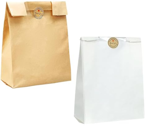 Bolsas de pan de papel para manualidades, paquete de 50 bolsas reutilizables para pan, almacenamiento grande resistente, suministros de panadería ecológicos, panaderías caseras, almacenamiento de
