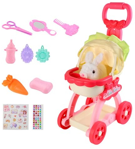 Juguete Para Carrito De Mascotas Para Niños: Transportador De Perros De Peluche Con Sonido De Inducción Y Grabación, Juego De Simulación Educativo, Juego Interactivo De Cochecito Para Mascotas, Juguet